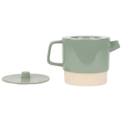 Théière avec filtre en grès sauge 90cl - cannelé