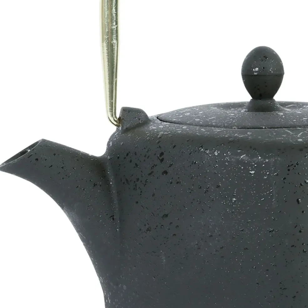 Théière en fonte et inox noir et doré 1.5L - Arty