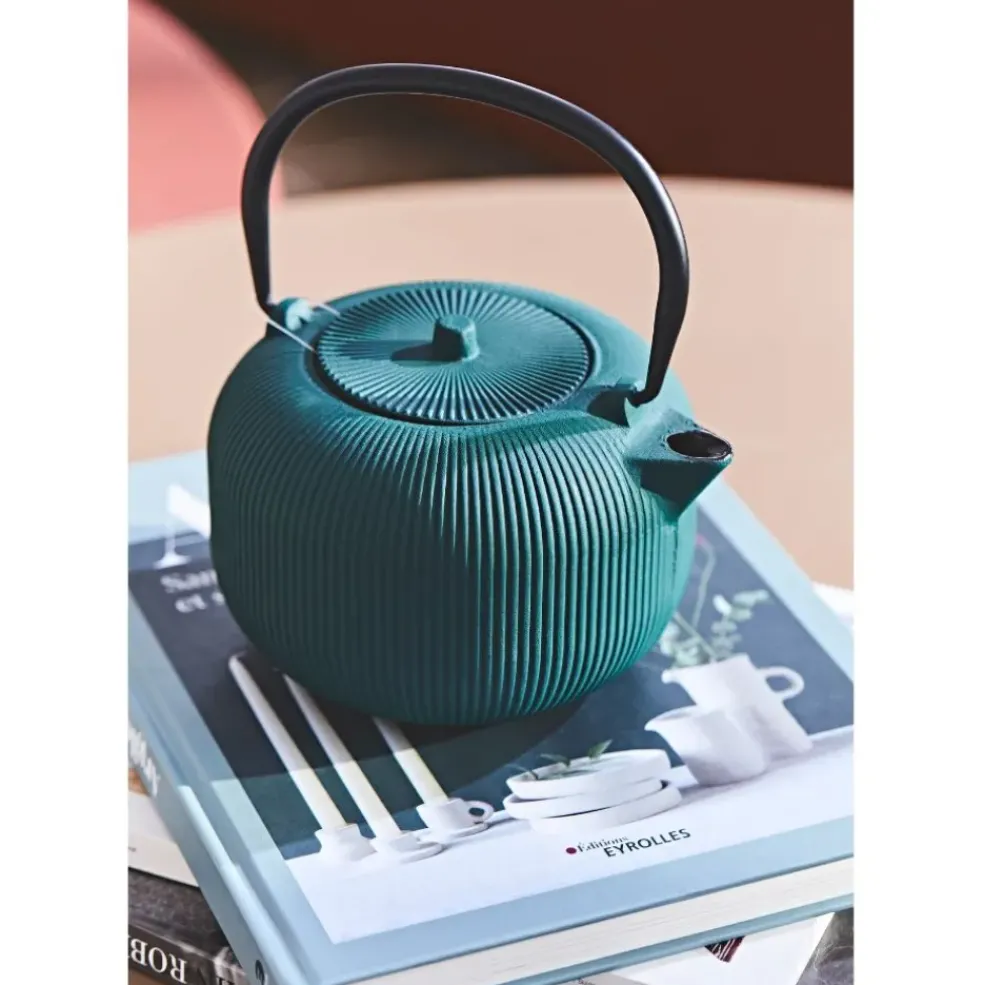 Théière en fonte et inox vert 1L - Tresse