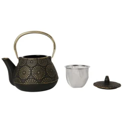 Théière en fonte noir et doré - Lotus