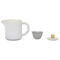 Théière en grès blanc et filtre en inox 1l - Organic