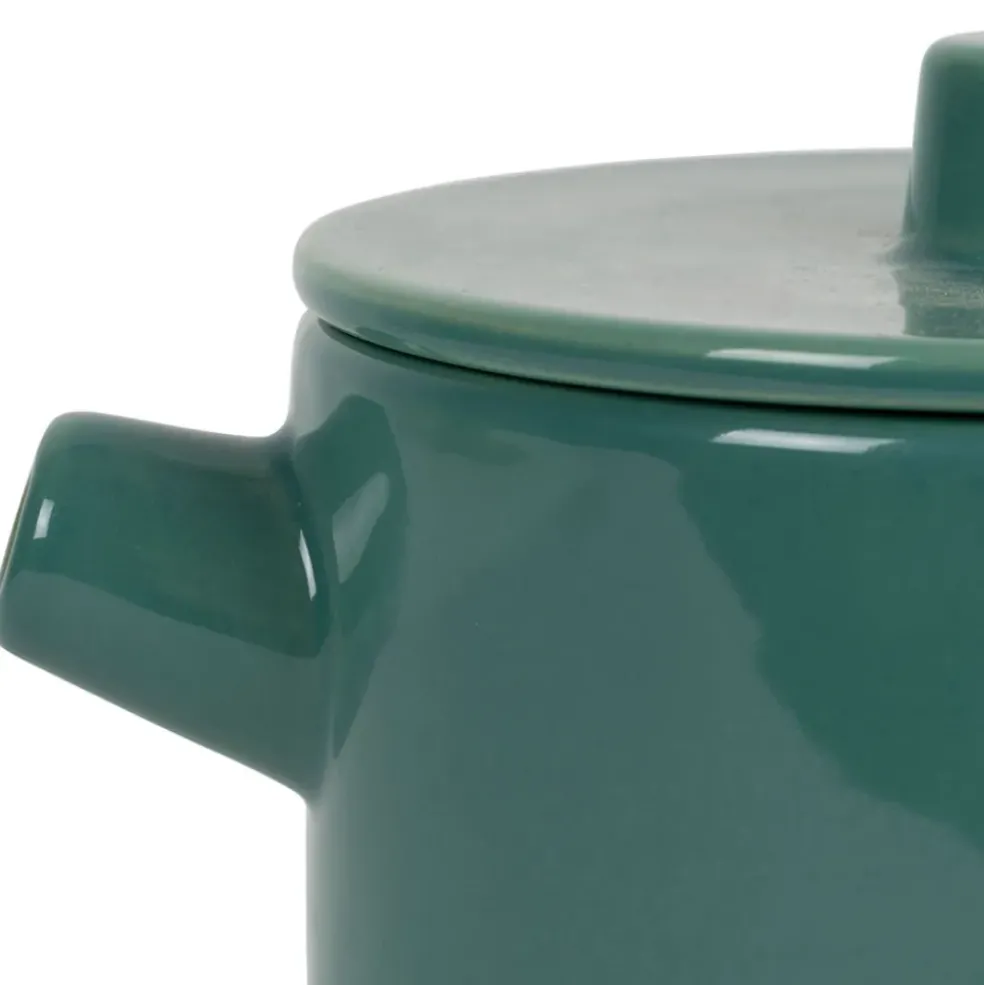 Théière en grès et inox émeraude 90cl - Cannelé