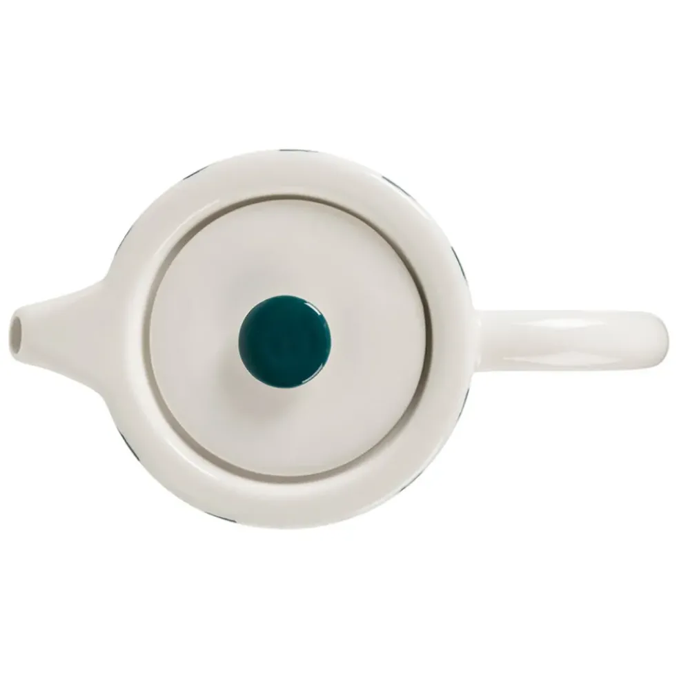 Théière rayée en grès émeraude et blanc avec filtre 1l - Alaria