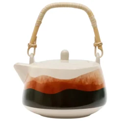 Théière terracotta et vert en porcelaine avec filtre 1.3l - sweet leaves