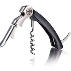 Tire bouchon sommelier 2 crans en noir et argent
