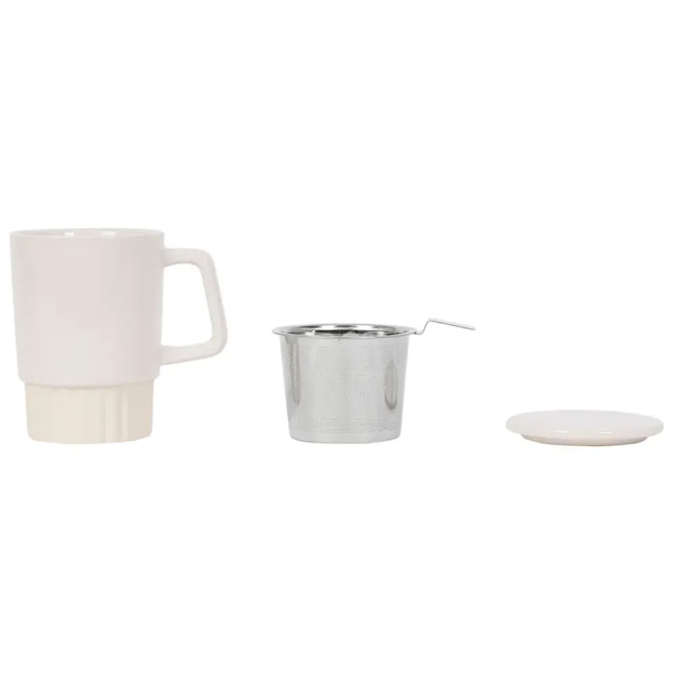 Tisaniere avec filtre en grès ecru 40cl - Cannele