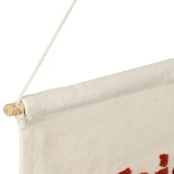 Toile maison amour en coton écru et rouge 66x50cm - Famille