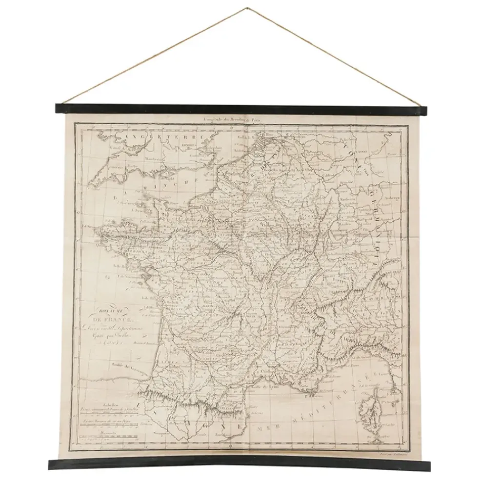 Toile "carte royaume de fr beige 98x96cm