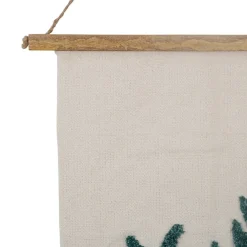Toile tuftée écru, terracotta et émeraude en coton - sweet leaves