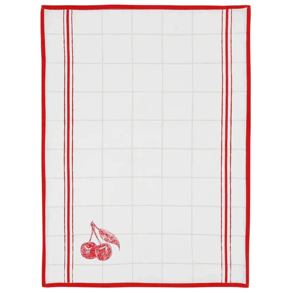 Torchon damier collect rouge 50x70cmen coton - louise