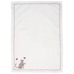 Torchon en coton blanc avec chat 70x50cm - A La Ferme