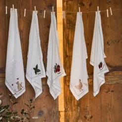 Torchon en coton blanc avec poule 50x70cm - A La Ferme