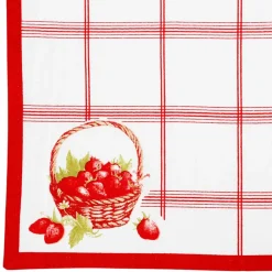 Torchon en coton rouge 50x70cm - Fraises