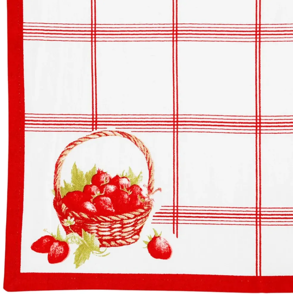 Torchon en coton rouge 50x70cm - Fraises