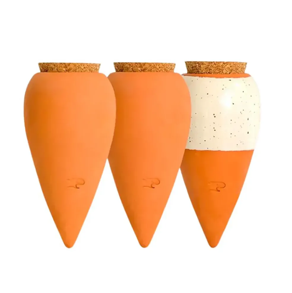 Trio mini diffuseur d'eau en argile : 2 terracotta et 1 blanc graine - Olla