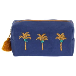 Trousse de toilette en coton et polyester indigo palmier - Mocoa