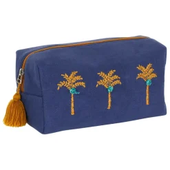 Trousse de toilette en coton et polyester indigo palmier - Mocoa