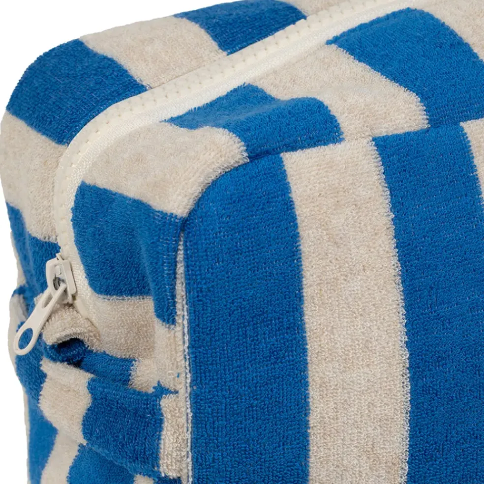 Trousse de toilette en coton rayée indigo et blanc - Palma