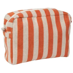 Trousse de toilette en coton rayée corail et blanc - Palma