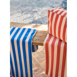 Trousse de toilette en coton rayée corail et blanc - Palma