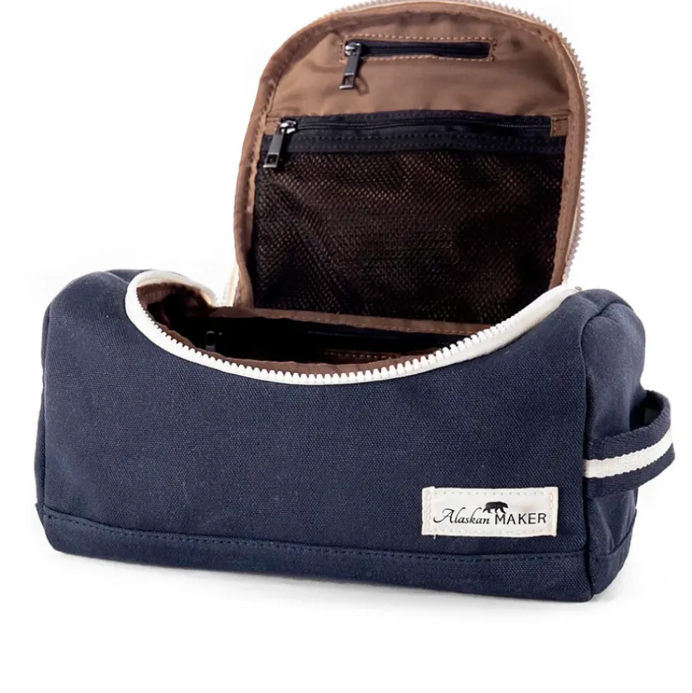 Trousse de toilette en tissu bleu marine recyclée - Kenai