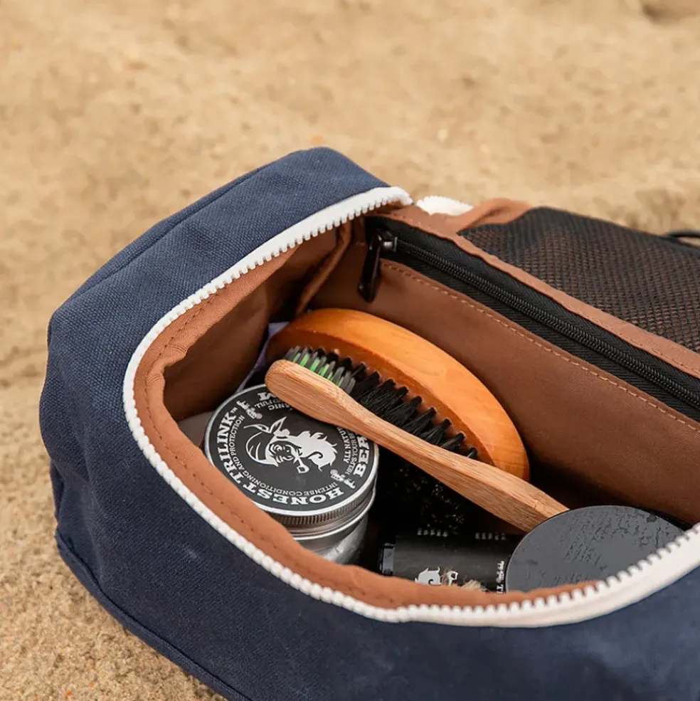 Trousse de toilette en tissu bleu marine recyclée - Kenai