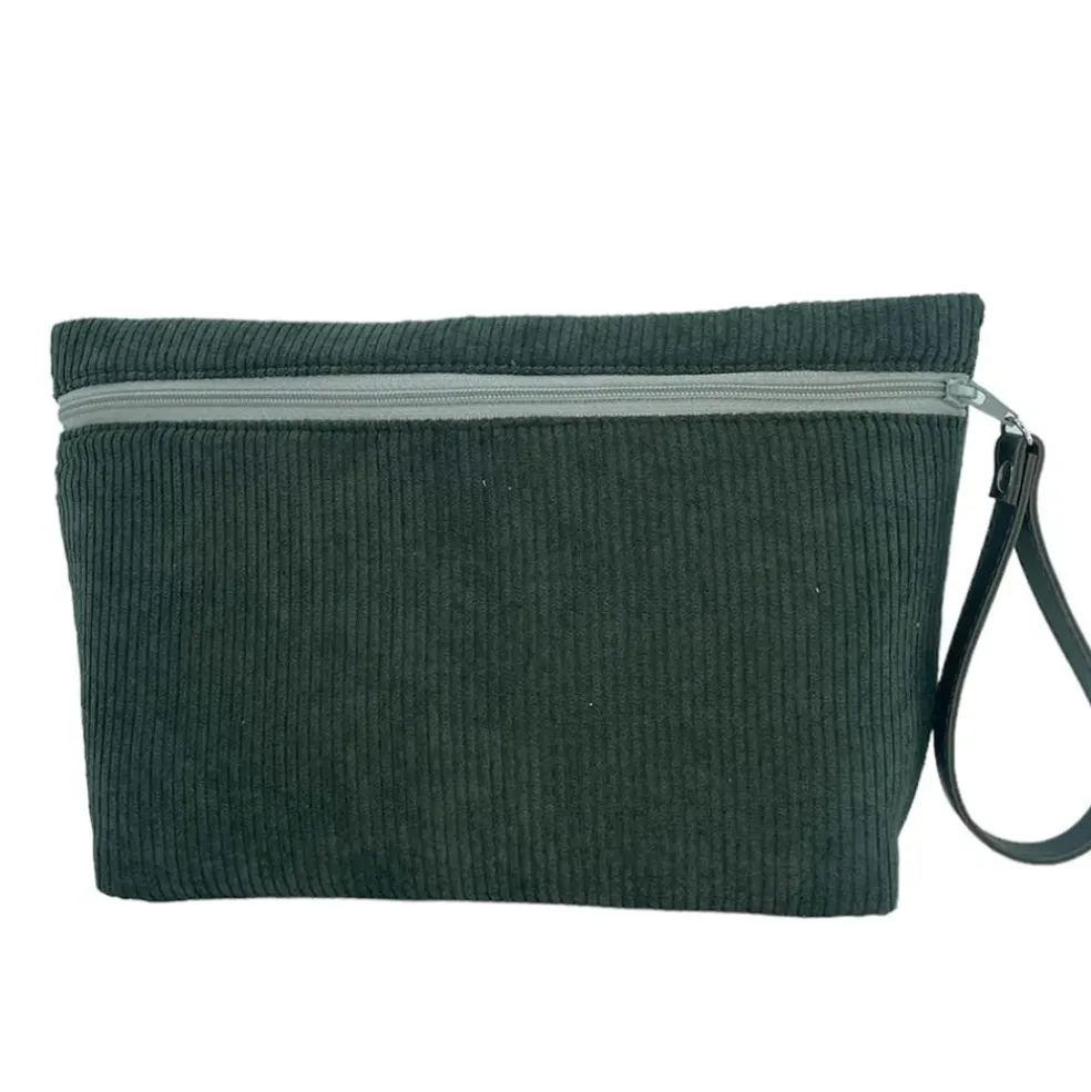 Trousse de voyage en velours kaki