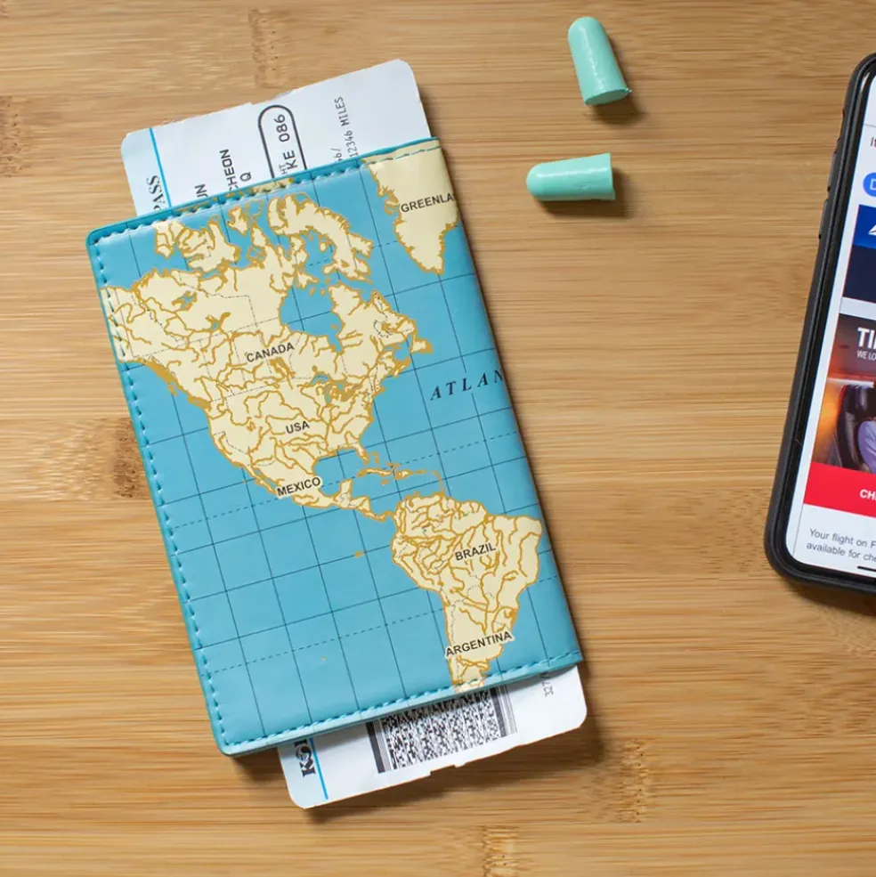 Étui de passeport carte du monde
