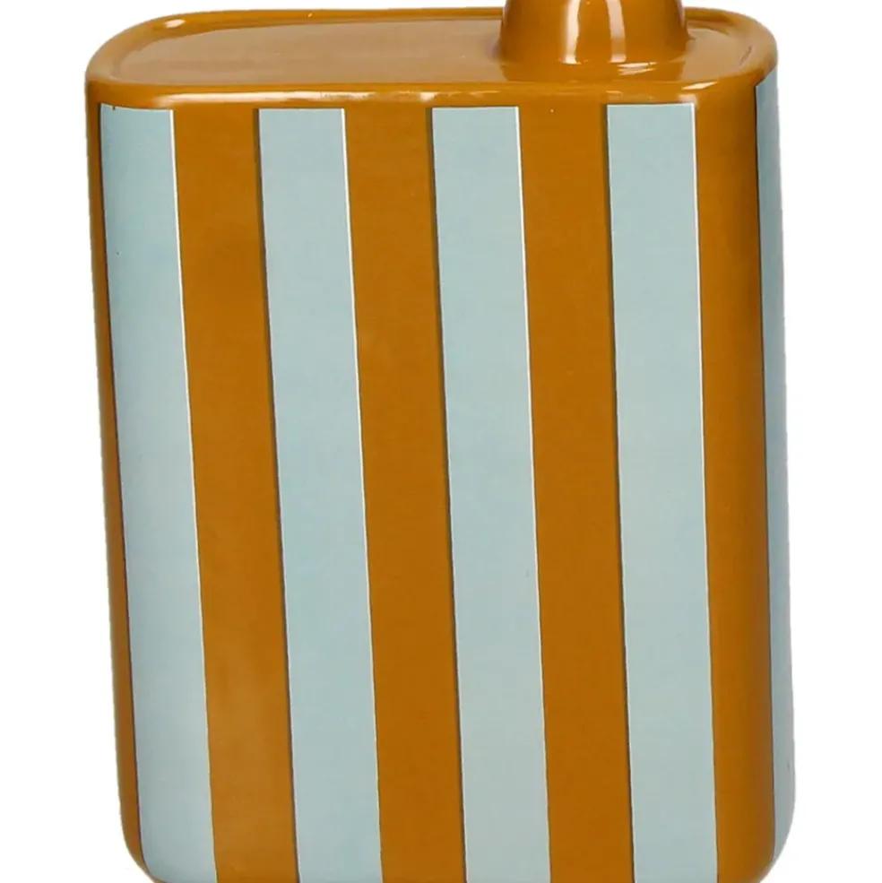 Vase à rayures d'huile d'olive en faïence multicolore 13x5.5x17cm