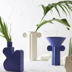 Vase colonne en grès blanc h35cm - Greeka