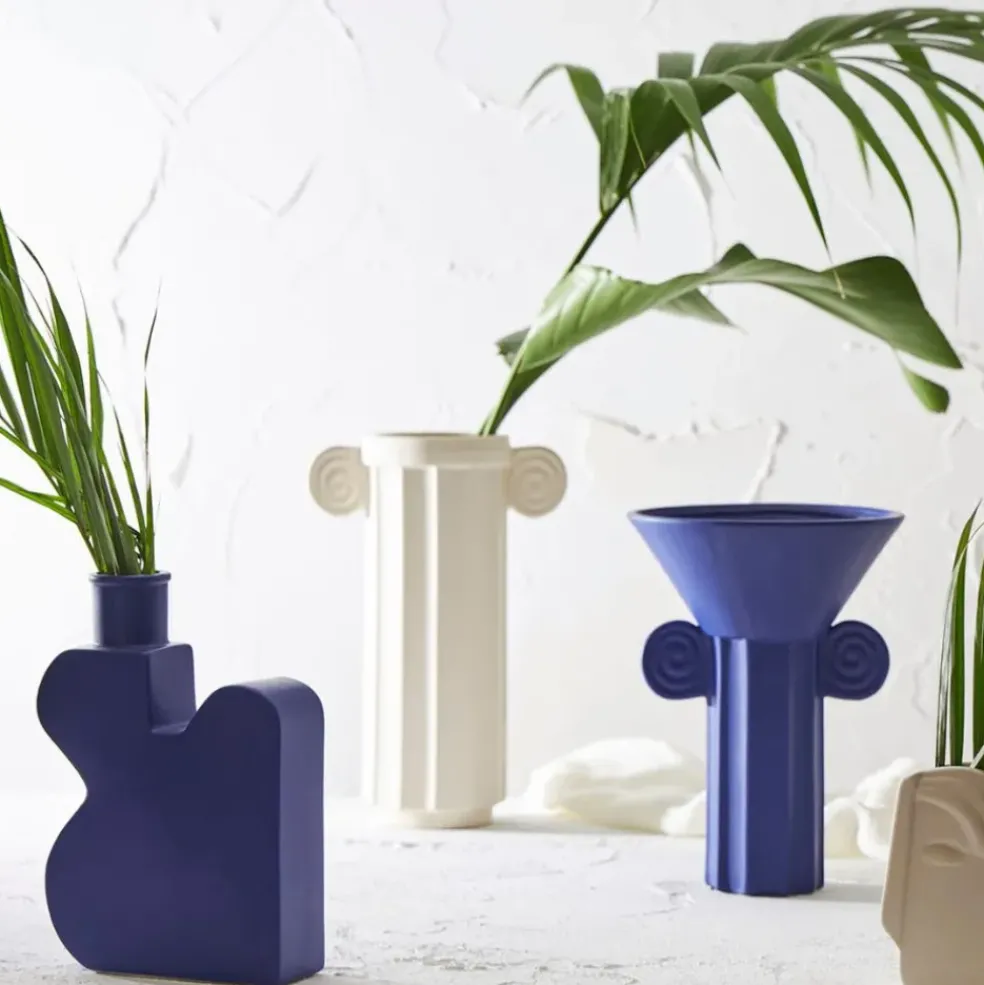 Vase colonne en grès blanc h35cm - Greeka