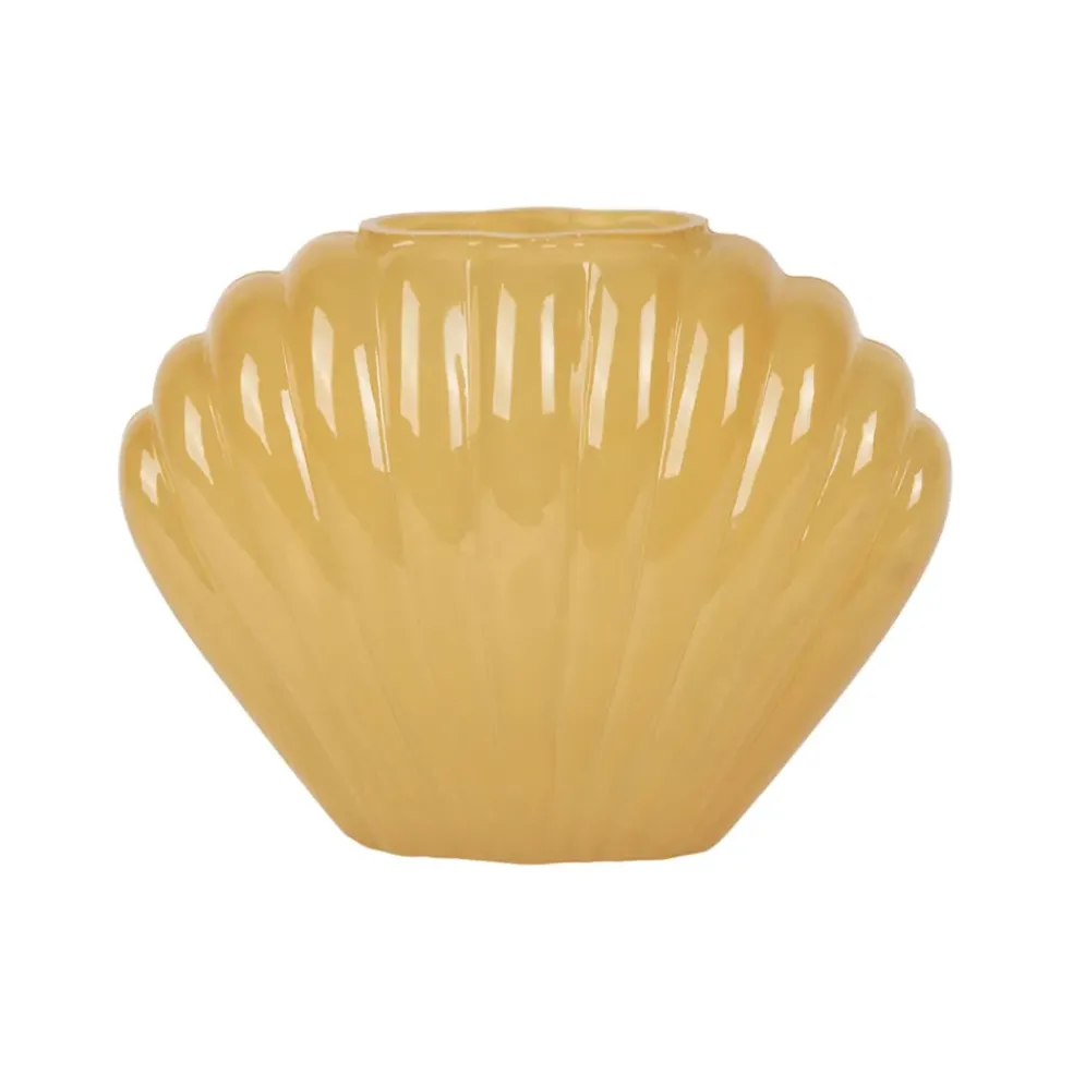 Vase coquillage en verre ocre h14.5cm - Leucie