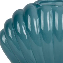 Vase coquillage en verre bleu h14.5cm - Leucie