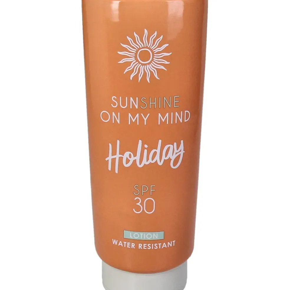 Vase crème solaire en faïence orange h20cm