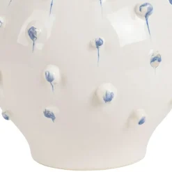 Vase dame jeanne en grès blanc et bleu h25cm - Delicio
