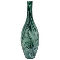 Vase dame-jeanne en verre vert et blanc h50cm - Silicio
