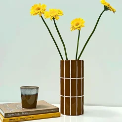 Vase en céramique ocre h23cm