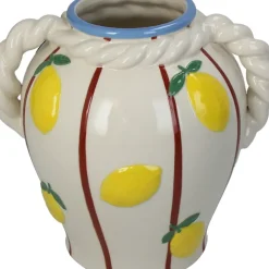 Vase en grès jaune citron 20x16x19cm
