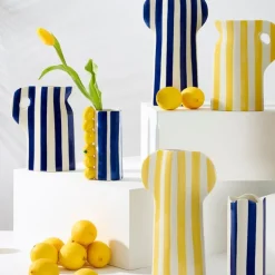 Vase en grès jaune h31.5cm - Artist