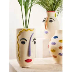 Vase en porcelaine h30cm - Visage Arty