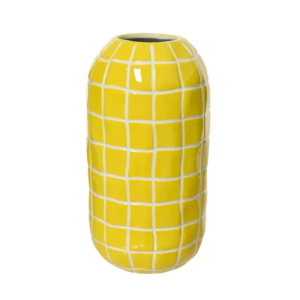 Vase en porcelaine jaune h21cm
