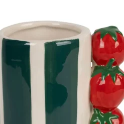 Vase en porcelaine émeraude et rouge fraise h18.5cm - Mocoa