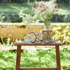 Vase en verre et rotin naturel foncé h26cm - Fantine