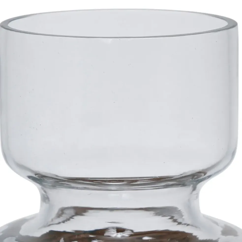 Vase en verre et rotin naturel foncé h26cm - Fantine