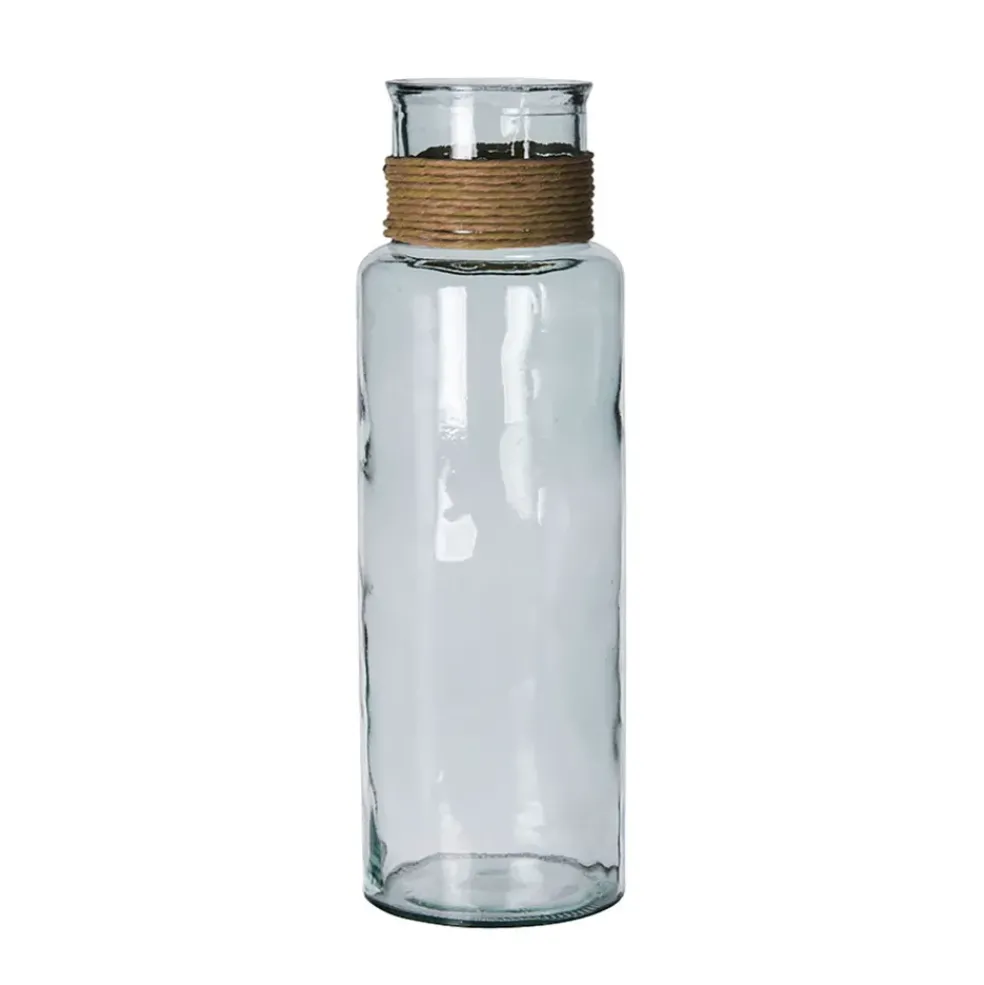 Vase en verre recyclé sablé transparent d15xh45cm - Jarron