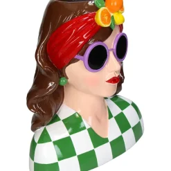 Vase femme châtin multicolore h29cm