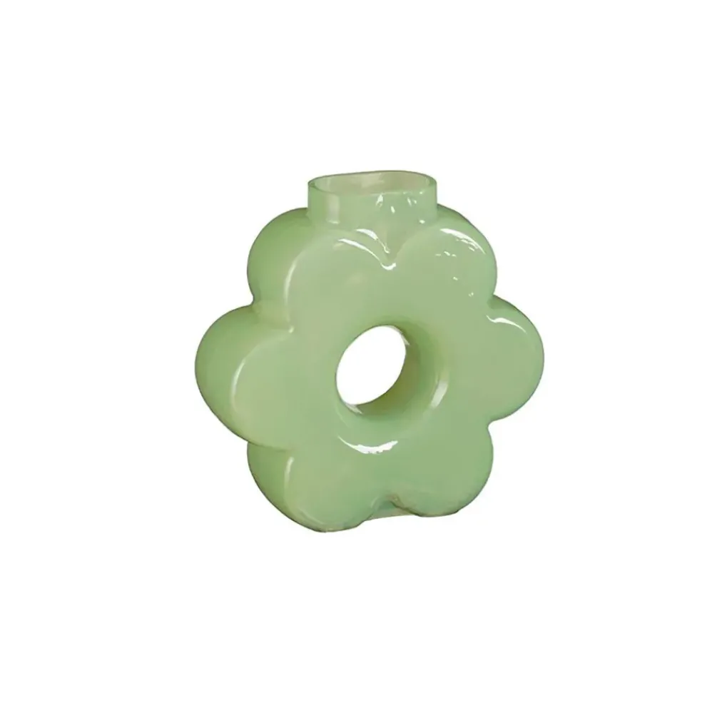 Vase fleur en verre vert menthe