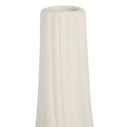 Vase long bouteille blanc cassé en faience - plisse