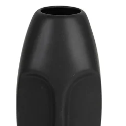 Vase mate face noir h24cm en gres