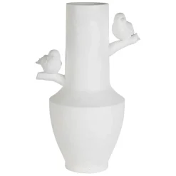 Vase moineau en résine blanc h35.5cm